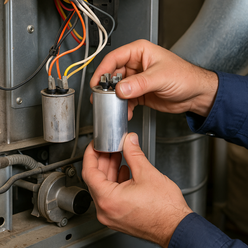 heater capacitor being replaced